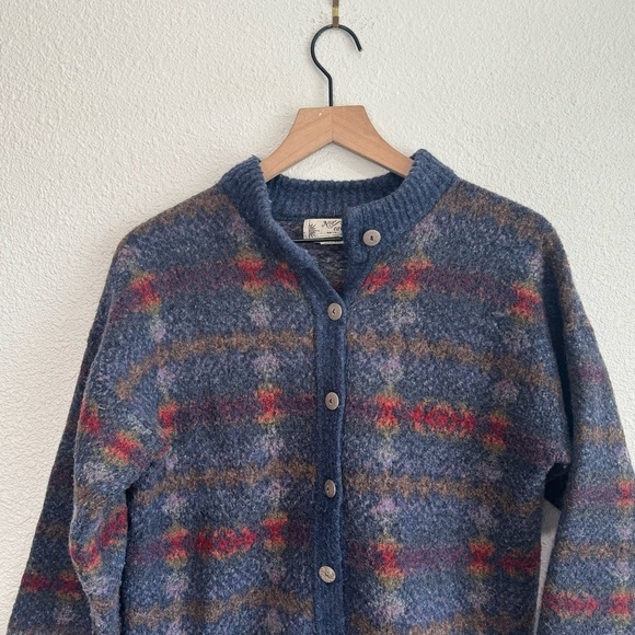 VTG Nor Easterly Made in Scotland Wool Blend Button up Cardigan XL Grandpacore - Picture 2 of 11